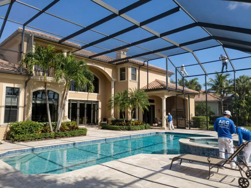 ABC Pool Cage Painting workers in Sarasota Fl