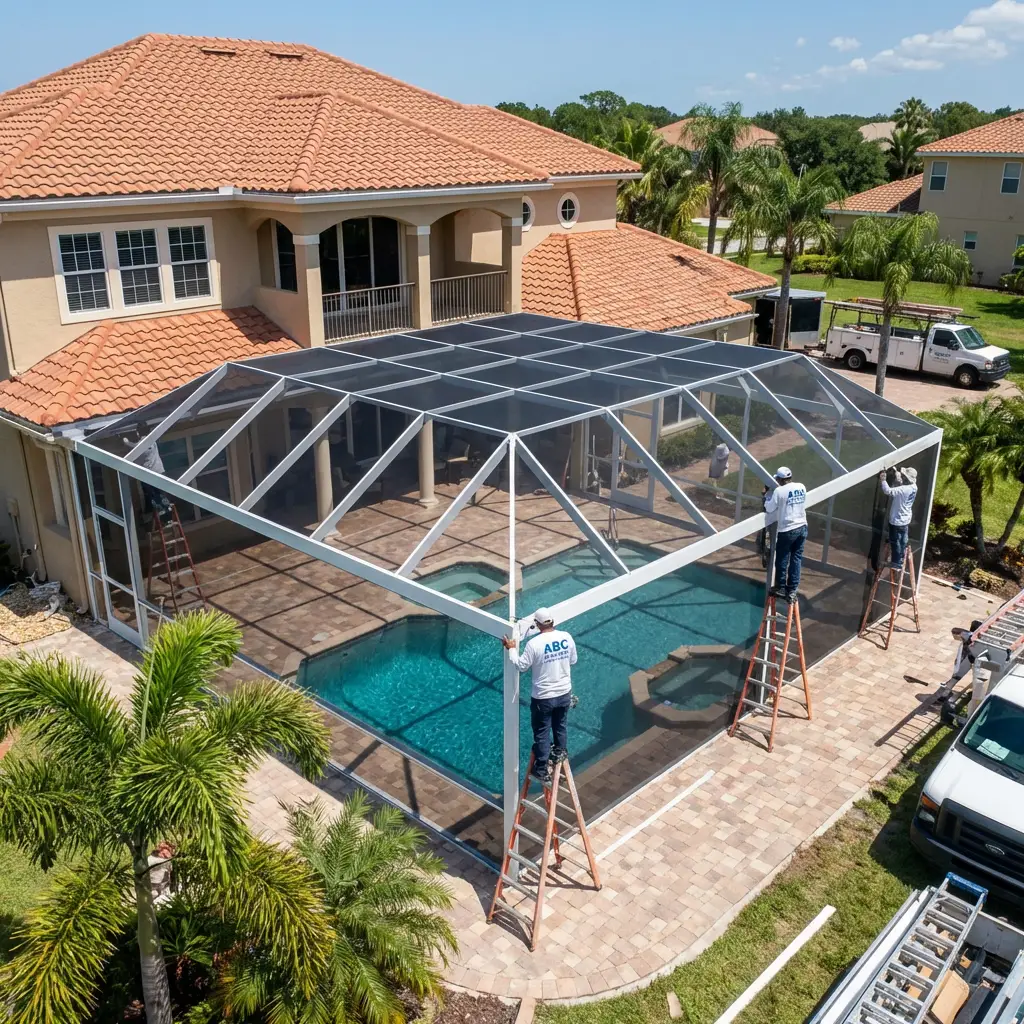 Pool Cage Painting, clear view screen and Rescreening All Around Florida