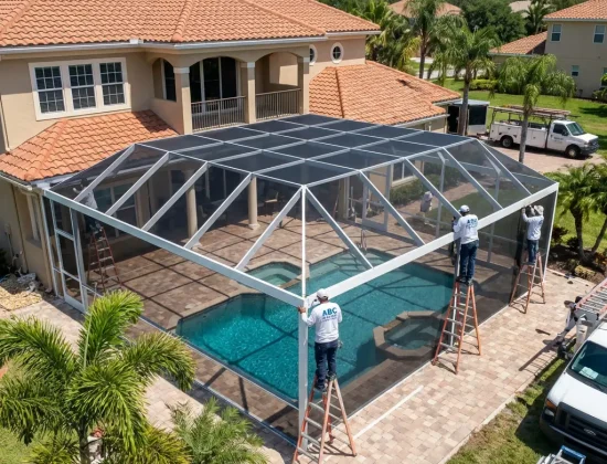 Pool Cage Painting, clear view screen and Rescreening All Around Florida